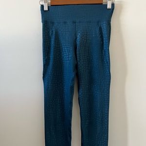 Sweaty Betty 7/8 Length Dark Teal Green Snake Print Leggings Size XS